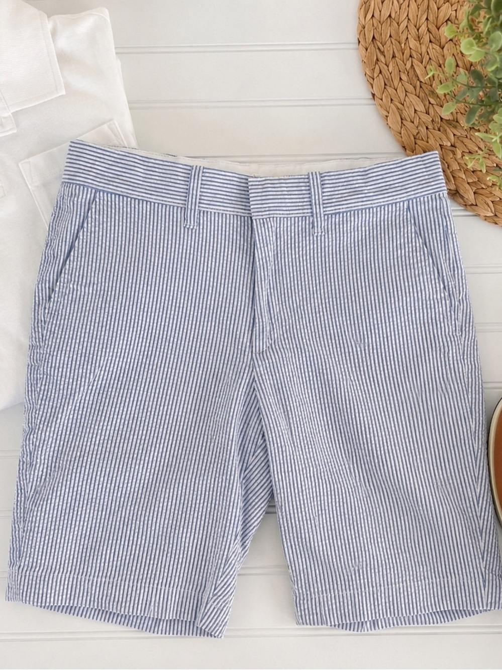 Crewcuts Boys Blue & White Seersucker Shorts